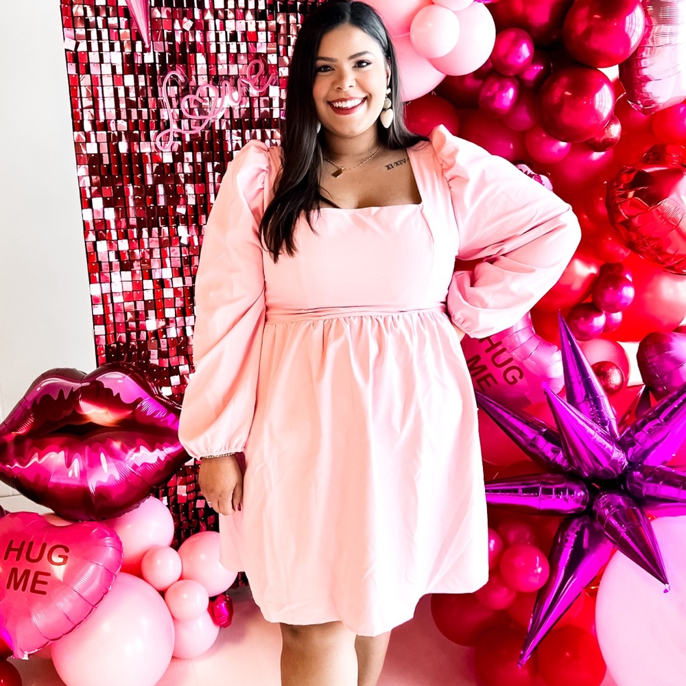 Pink square next dress